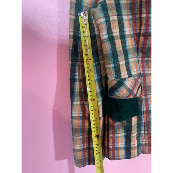 Vintage Women's Fashion Scene Plaid Blazer Jacket Size S Green - Picture 11 of 13